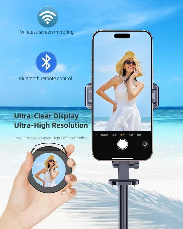Alt view image 3 of 7 - Vlog Selfie Monitor Screen, Magnetic Phone Vlog Selfie Monitor Screen Bluetooth Remote, Using Phone Rear Camera for Selfie Vlog Live Stream TikTok, Compatible with iPhone & Android, Aluminum 2025 New