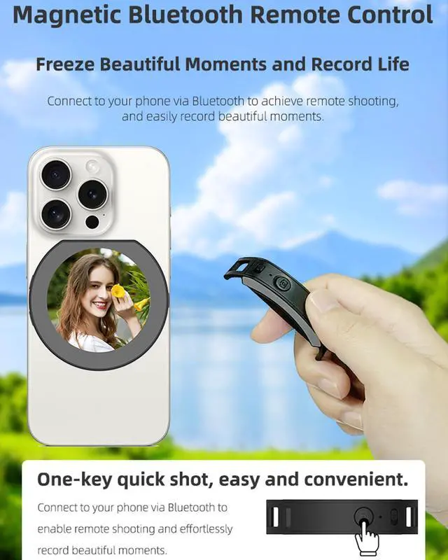 Alt view image 4 of 7 - Vlog Selfie Monitor Screen, Magnetic Phone Vlog Selfie Monitor Screen Bluetooth Remote, Using Phone Rear Camera for Selfie Vlog Live Stream TikTok, Compatible with iPhone & Android, Aluminum 2025 New