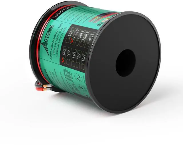 Main image of 100FT 18 Gauge 2 Cord Copper Clad Aluminum Electrical Wire Extension Cable 18/2 CL2 Rated 18 AWG for LED Strips, Lights, Lamps, Automotive, Boats, Speakers, Audio