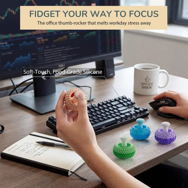 Alt view image 2 of 7 - Silicone Thumb Rocker Fidget Toys for Kids ,4PCS Stress Relief Sensory Toys for Autism ADHD Anxiety,Fun Textures Gadgets,Office Desk Toy,Stocking Stuffers for Men Women Teen Gifts