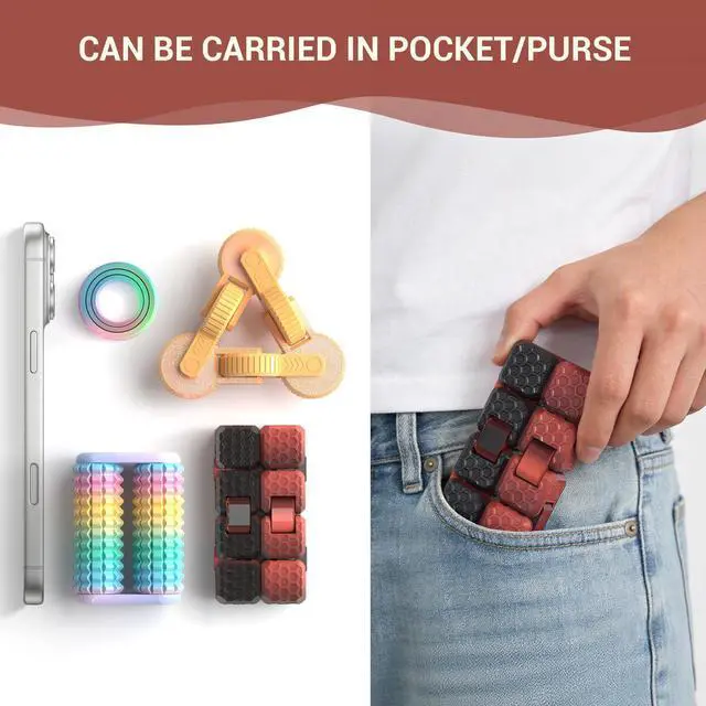 Alt view image 5 of 6 - - Handheld Fidget Toy for Adults , 4PC Fidget Toys Set Fidgets for Classroom, Finger Spinners,Infinity Cube, Fidget Cube, Stress Relief Desk Cool Gadget for Kids Teen