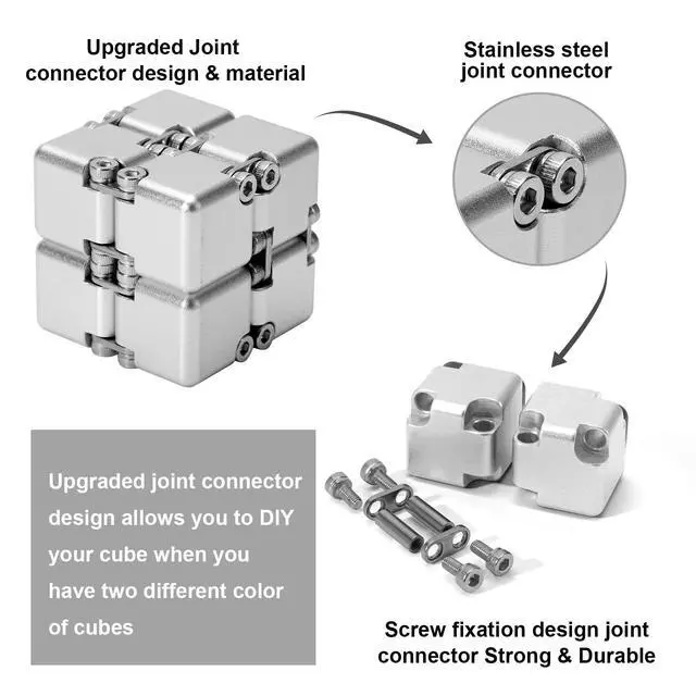 Alt view image 3 of 6 - Aluminum Alloy Metal Infinity Cube Fidget Cube (6 Colors) Handheld Fidget Toy Desk Toy with Cool Case Infinity Magic Cube Relieve Stress Anxiety ADHD OCD for Kids and Adults (Silver)