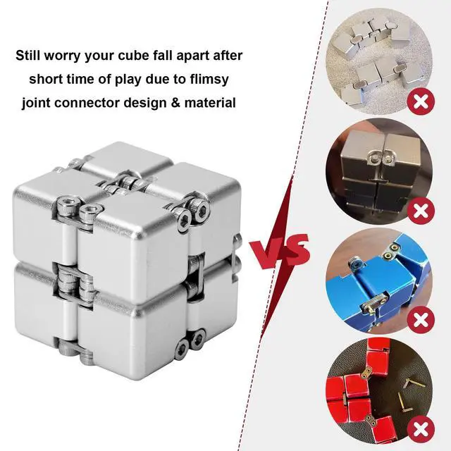 Alt view image 4 of 6 - Aluminum Alloy Metal Infinity Cube Fidget Cube (6 Colors) Handheld Fidget Toy Desk Toy with Cool Case Infinity Magic Cube Relieve Stress Anxiety ADHD OCD for Kids and Adults (Silver)