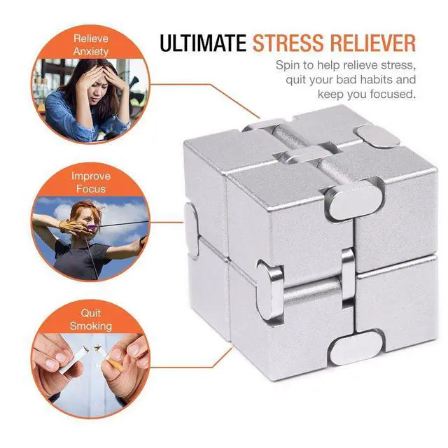 Alt view image 2 of 6 - Fidget Cube New Version Fidget Finger Toys - Metal Infinity Cube Prime for Stress and Anxiety Relief/ADHD, Ultra Durable Sensory Gifts for Adults and Teens Kids