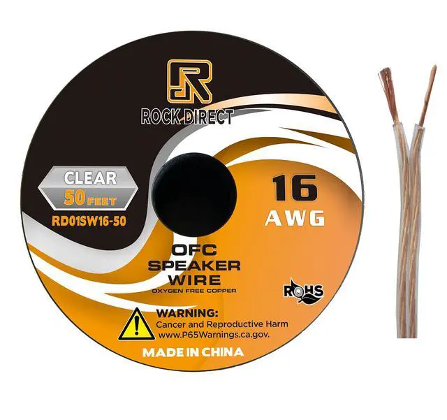 Alt view image 2 of 4 - RD 16 Gauge AWG 50ft Speaker Wire Cable - OFC Clear Use for Car Speakers Stereos, Home Theater Speakers, Surround Sound, Radio