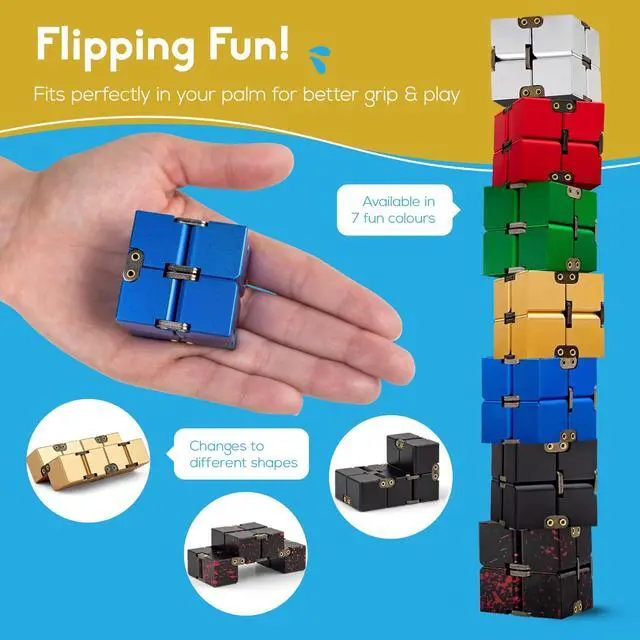 Alt view image 5 of 7 - theFube Infinity Cube Fidget Desk Toy - Aluminum Infinite Magic Cube with Case, Sturdy, Heavy, Relieve Stress and Anxiety, for ADD, ADHD, OCD (Silver)