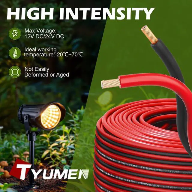 Alt view image 6 of 7 - 22 Gauge Wire 100 Feet Pure Copper, 22AWG Red Black Low Voltage/Speaker/Automotive/Electrical Wire, 22 AWG OFC 12V/24V DC Extension Cords for LED Strips Lamp Lighting, in-Home, Autos, DIY use