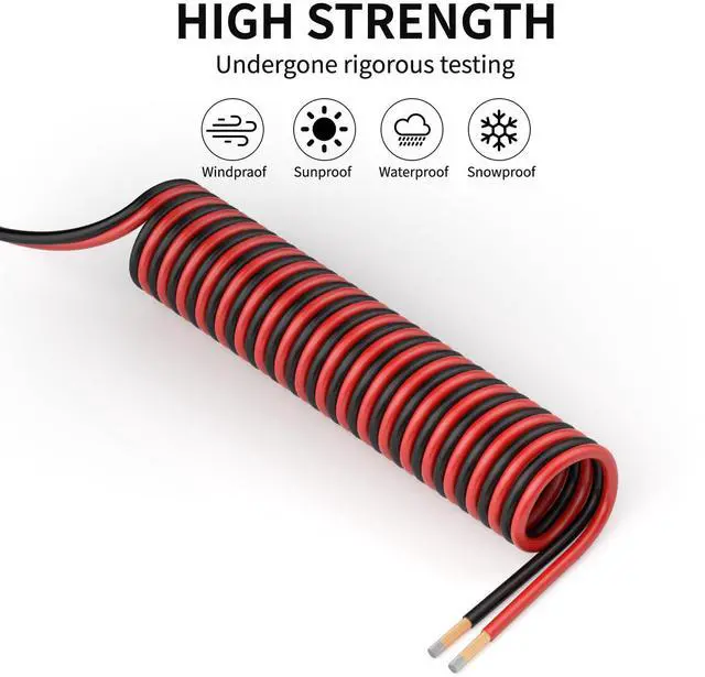 Alt view image 4 of 6 - 14 AWG 100FT Copper Clad Aluminum Wire 14 Gauge Red/Black 14/2 2 Extension Cord 12/24V DC for Speaker,LED Strip,Automotive,RC