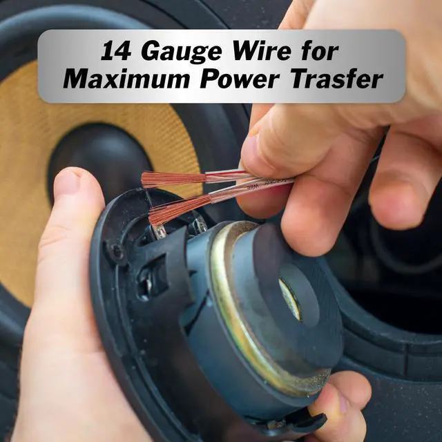 Alt view image 2 of 6 - 30ft 14 Gauge Speaker Wire - Clear Copper Wire for Car Audio, Home Theater, Surround Sound - Durable PVC Jacket - Easy Polarity ID - Flexible Speaker Cable