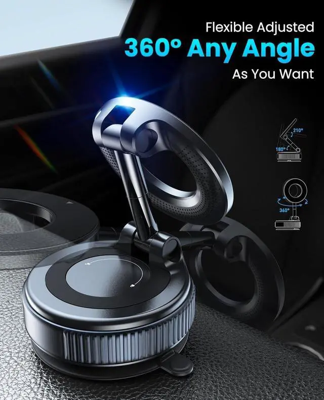 Alt view image 3 of 7 - 2026 Upgraded Vacuum Magnetic Car Phone Holder with 3 Rings 360° Ultra Suction Cup Phone Mount for MagSafe Cell Phone Holders for Your Car/Gym/Mirror Mount for iPhone & Android