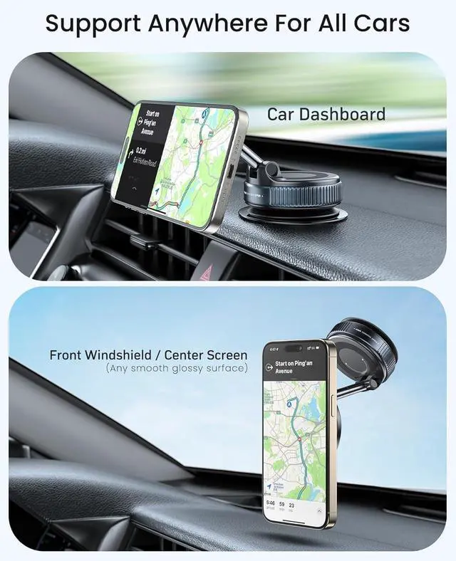 Alt view image 6 of 7 - 2026 Upgraded Vacuum Magnetic Car Phone Holder with 3 Rings 360° Ultra Suction Cup Phone Mount for MagSafe Cell Phone Holders for Your Car/Gym/Mirror Mount for iPhone & Android