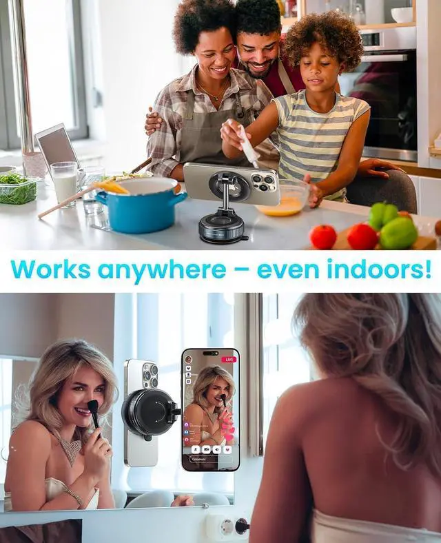 Alt view image 7 of 7 - 2026 Upgraded Vacuum Magnetic Car Phone Holder with 3 Rings 360° Ultra Suction Cup Phone Mount for MagSafe Cell Phone Holders for Your Car/Gym/Mirror Mount for iPhone & Android
