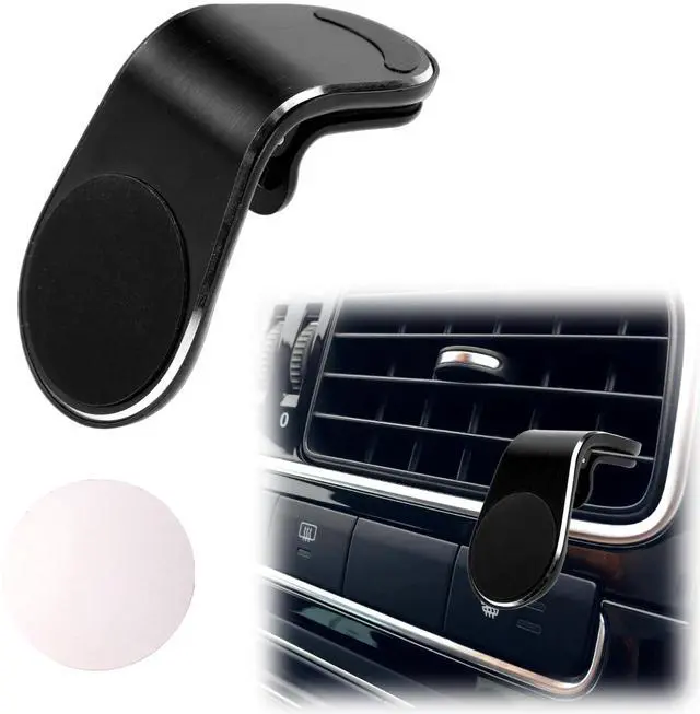 Main image of Mobile Phone Navigation Magnetic Bracket, 360° Rotational L-Type Magnetic Car Mount Universal Phone Holder Air Vent Car Magnet Mount for All Smartphones (Black)