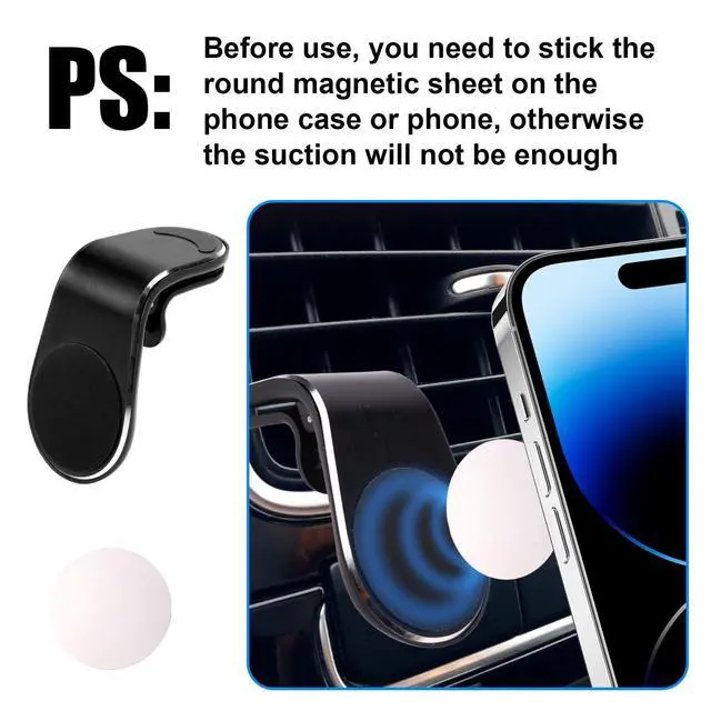 Alt view image 3 of 7 - Mobile Phone Navigation Magnetic Bracket, 360° Rotational L-Type Magnetic Car Mount Universal Phone Holder Air Vent Car Magnet Mount for All Smartphones (Black)