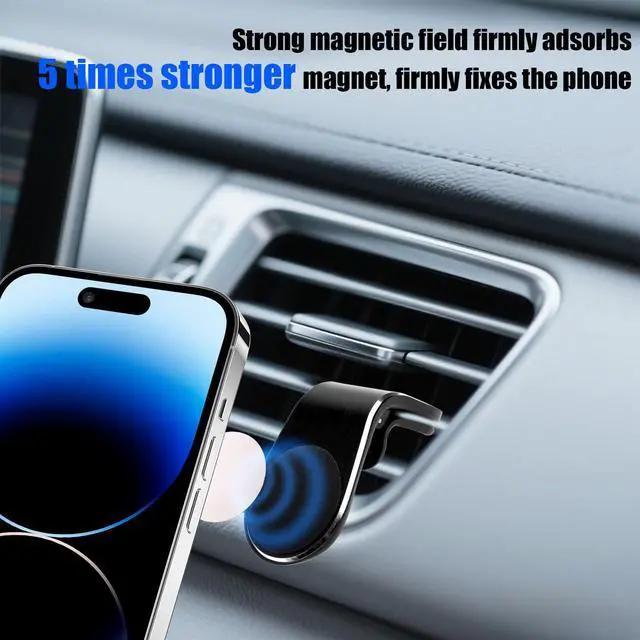 Alt view image 4 of 7 - Mobile Phone Navigation Magnetic Bracket, 360° Rotational L-Type Magnetic Car Mount Universal Phone Holder Air Vent Car Magnet Mount for All Smartphones (Black)