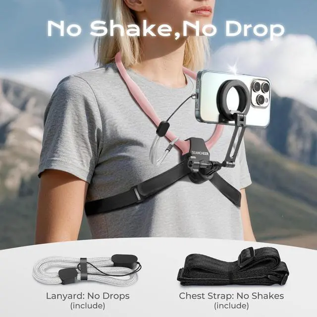 Alt view image 7 of 7 - 2026 Extended LongMagnetic Neck Mount for Phones, 27.6" Hands-Free POV/Vlog Phone Holder for iPhone 1712 & Android, Content Creator Essentials for Go Pro DJI, Comfortable Natural Shooting AnglePink