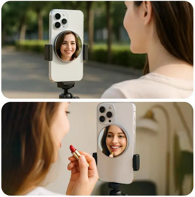 Alt view image 2 of 7 - Magnetic Selfie Mirror for iPhone, Convex Wide-Angle Mirror for Back Camera Perfect for Vlogging Selfies