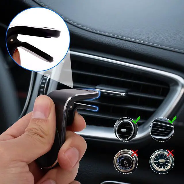 Alt view image 5 of 7 - Mobile Phone Navigation Magnetic Bracket, 360° Rotational L-Type Magnetic Car Mount Universal Phone Holder Air Vent Car Magnet Mount for All Smartphones (Black)