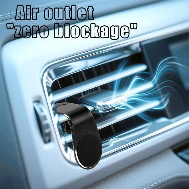 Alt view image 6 of 7 - Mobile Phone Navigation Magnetic Bracket, 360° Rotational L-Type Magnetic Car Mount Universal Phone Holder Air Vent Car Magnet Mount for All Smartphones (Black)