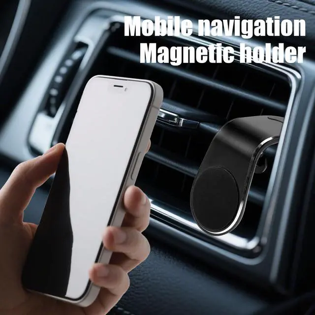 Alt view image 7 of 7 - Mobile Phone Navigation Magnetic Bracket, 360° Rotational L-Type Magnetic Car Mount Universal Phone Holder Air Vent Car Magnet Mount for All Smartphones (Black)
