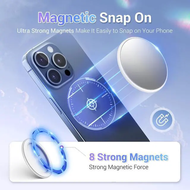 Alt view image 3 of 7 - 2.2" Magnetic Selfie Mirror for Back Camera,Slim Phone Convex Mirror for Magsafe Compatible with iPhone 17 16 15 14 13 Pro Max Plus,Mag-Safe Case & All Phone for Wide Angle Selfies &Vlogging&Streaming