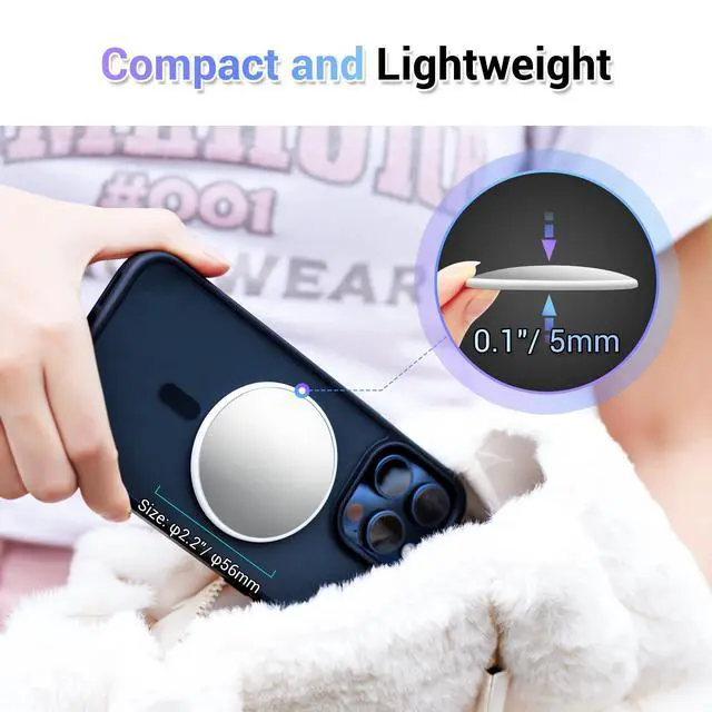 Alt view image 5 of 7 - 2.2" Magnetic Selfie Mirror for Back Camera,Slim Phone Convex Mirror for Magsafe Compatible with iPhone 17 16 15 14 13 Pro Max Plus,Mag-Safe Case & All Phone for Wide Angle Selfies &Vlogging&Streaming
