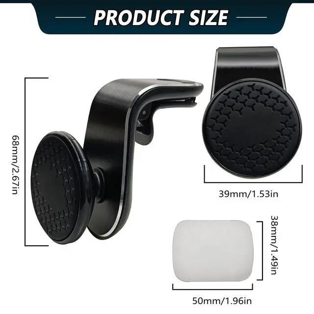 Alt view image 2 of 7 - Strong Magnetic Phone Mount for Car, Universal Car Vent Phone Holder, 360° Rotation Adjustable Magnetic Smartphone Holder, Fit for All Smartphones - Black