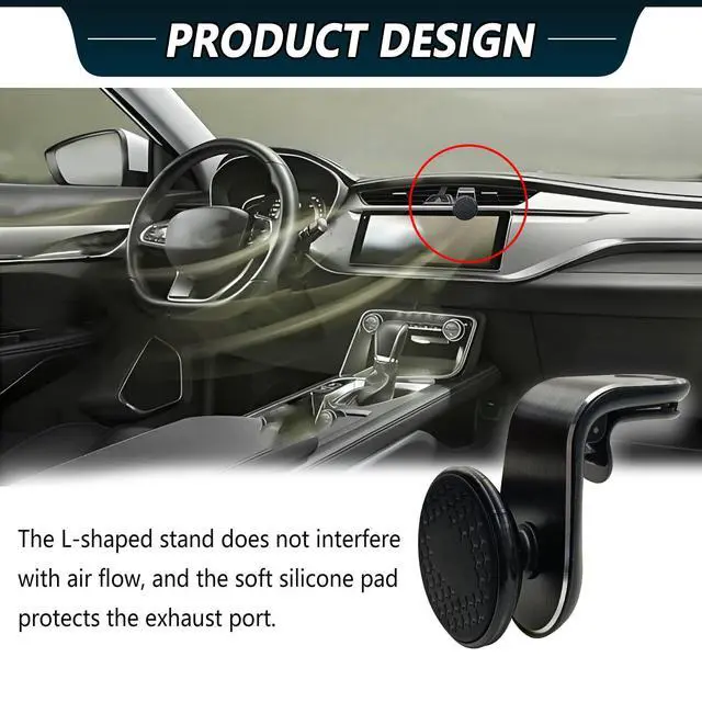 Alt view image 4 of 7 - Strong Magnetic Phone Mount for Car, Universal Car Vent Phone Holder, 360° Rotation Adjustable Magnetic Smartphone Holder, Fit for All Smartphones - Black