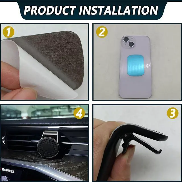 Alt view image 7 of 7 - Strong Magnetic Phone Mount for Car, Universal Car Vent Phone Holder, 360° Rotation Adjustable Magnetic Smartphone Holder, Fit for All Smartphones - Black