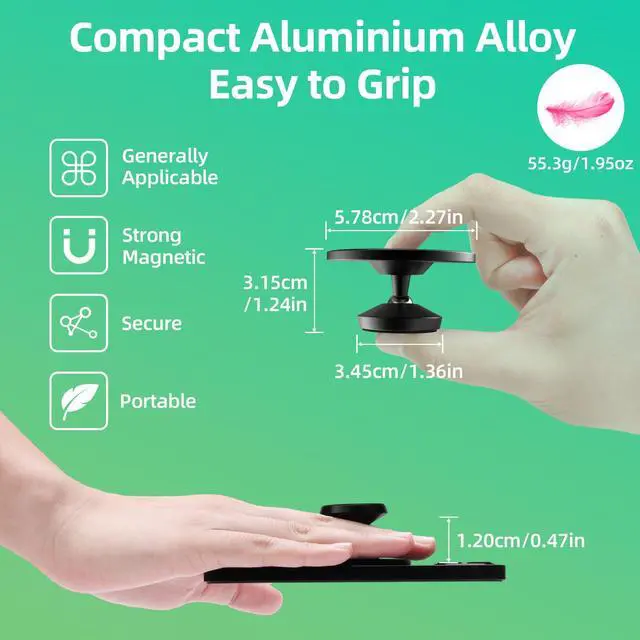 Alt view image 2 of 7 - Gym Magnetic Phone Holder Compatible with iPhone 17 Pro Max 16 15 14 13 12, Samsung, All Phones, Portable Magnetic Phone Mount, 360° Rotation Phone Stand with Metal Plate & Ring