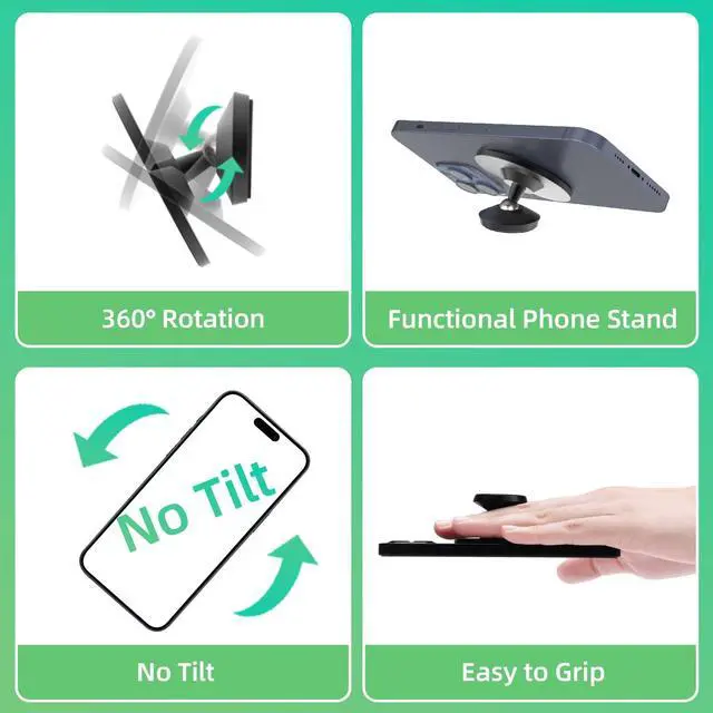 Alt view image 6 of 7 - Gym Magnetic Phone Holder Compatible with iPhone 17 Pro Max 16 15 14 13 12, Samsung, All Phones, Portable Magnetic Phone Mount, 360° Rotation Phone Stand with Metal Plate & Ring