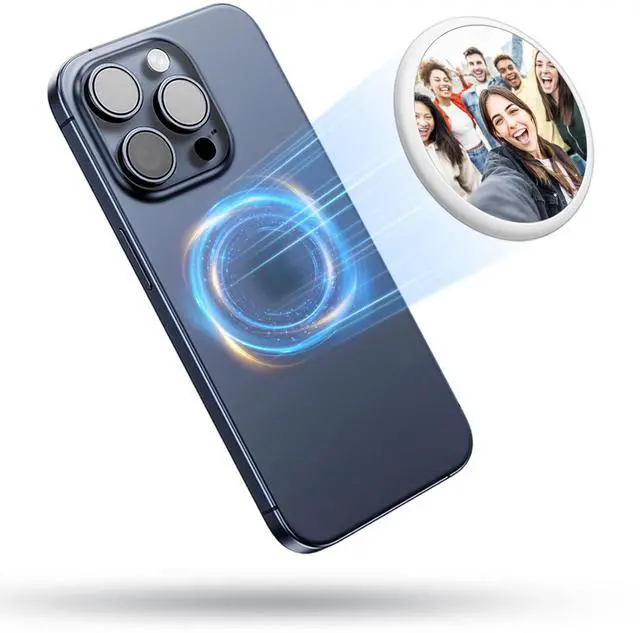 Main image of Magnetic Phone Mirror,2.2" Round Plane Flat Magnetic Selfie Mirror for Back Camera Compatible with iPhone 17 Air 16 15 14 13 Pro Max Plus,Mag-Safe Case & All Phone for Outdoor Make Up Check Selfies