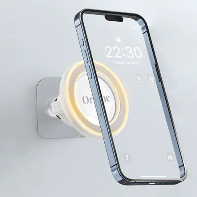Alt view image 2 of 7 - for MagSafe Wall Mount Magnetic Phone Holder Includes All Smartphone Compatible Rings (Self-Adhesive), 360 Degree Free Rotation, Shower Mirror,Bathroom,Kitchen (White)