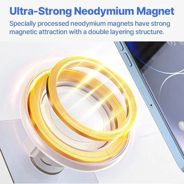 Alt view image 3 of 7 - for MagSafe Wall Mount Magnetic Phone Holder Includes All Smartphone Compatible Rings (Self-Adhesive), 360 Degree Free Rotation, Shower Mirror,Bathroom,Kitchen (White)