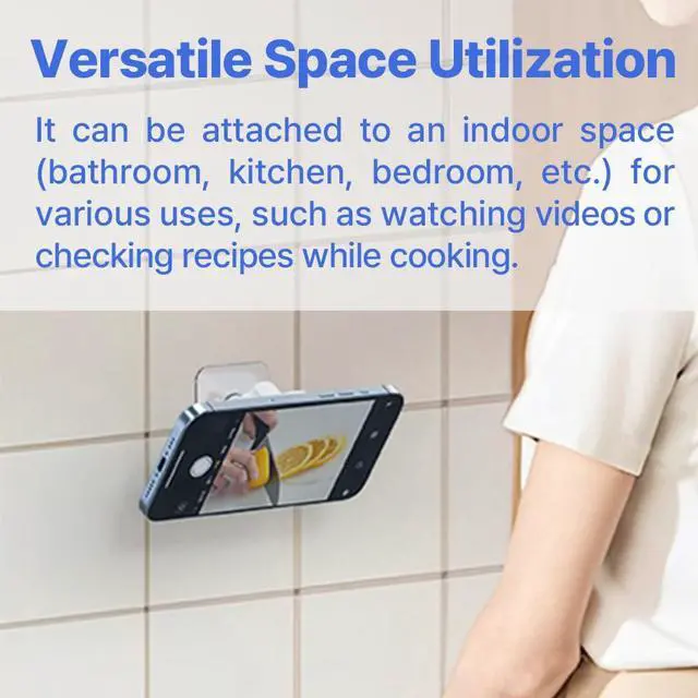 Alt view image 5 of 7 - for MagSafe Wall Mount Magnetic Phone Holder Includes All Smartphone Compatible Rings (Self-Adhesive), 360 Degree Free Rotation, Shower Mirror,Bathroom,Kitchen (White)