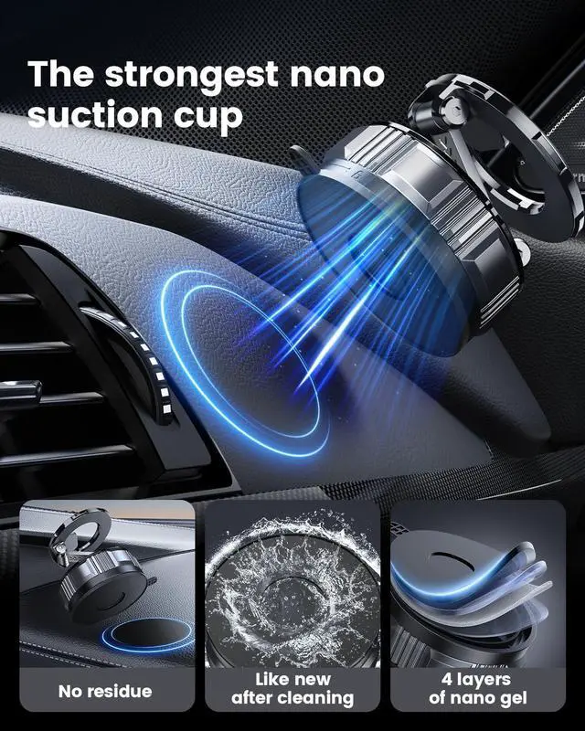 Alt view image 5 of 6 - Suction Cup Magnetic Phone Holder,360° Adjustable Foldable Retractable Suction Cup Car Mount,Compatible with iPhone Android and All Smartphones