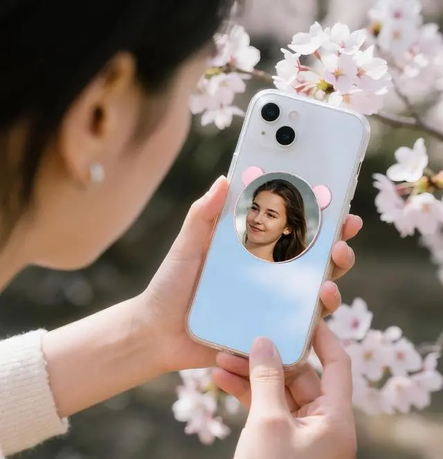 Alt view image 3 of 7 - Magnetic Selfie Mirror for Back Camera - Convex Phone Mirror Compatible with MagSafe, iPhone 16/15/14/13/12 Pro Max Plus & All Phones, Ideal for Selfies, Vlogging, Streaming - Pink