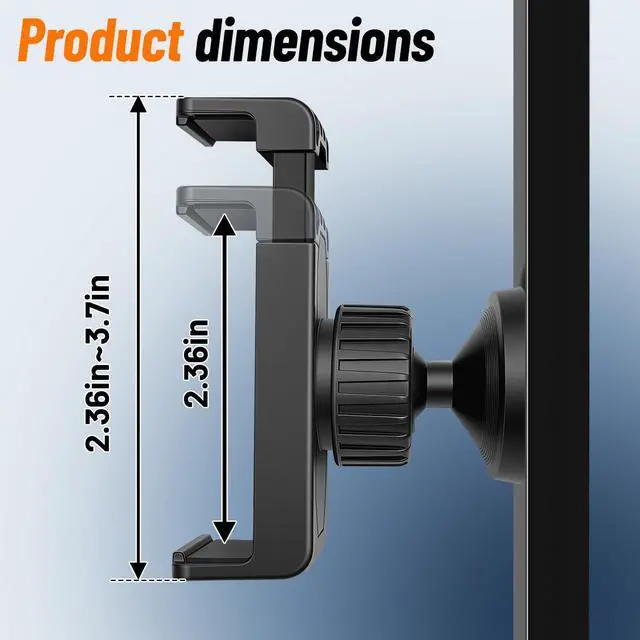 Alt view image 3 of 7 - Gym Phone Holder 360 Rotation Golf Cart Phone Mount Magnet Phone Holder for Gym Fit 4.7-7 Inch Smartphone Gym Accessories for Women Men (Square clamp Head Single Magnetic Suction Type)