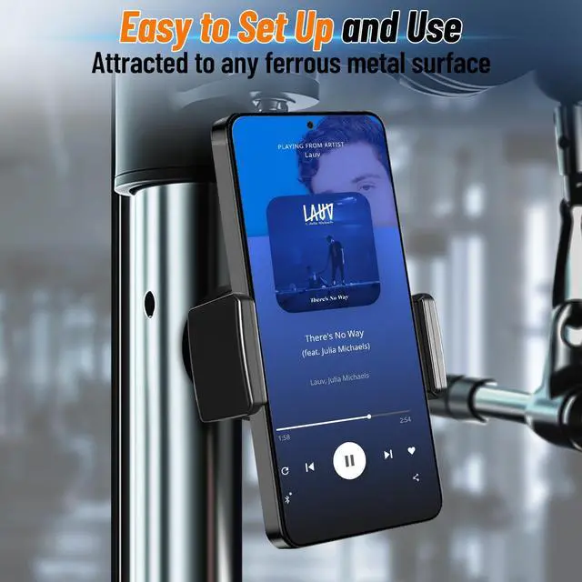 Alt view image 6 of 7 - Gym Phone Holder 360 Rotation Golf Cart Phone Mount Magnet Phone Holder for Gym Fit 4.7-7 Inch Smartphone Gym Accessories for Women Men (Square clamp Head Single Magnetic Suction Type)
