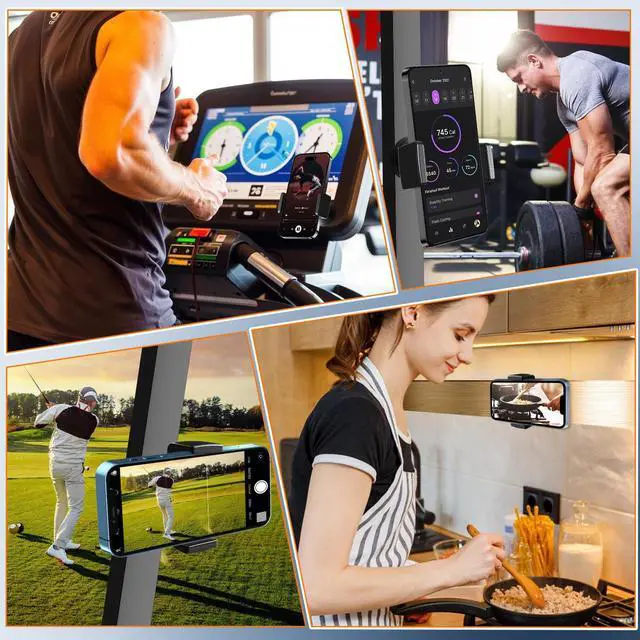 Alt view image 7 of 7 - Gym Phone Holder 360 Rotation Golf Cart Phone Mount Magnet Phone Holder for Gym Fit 4.7-7 Inch Smartphone Gym Accessories for Women Men (Square clamp Head Single Magnetic Suction Type)