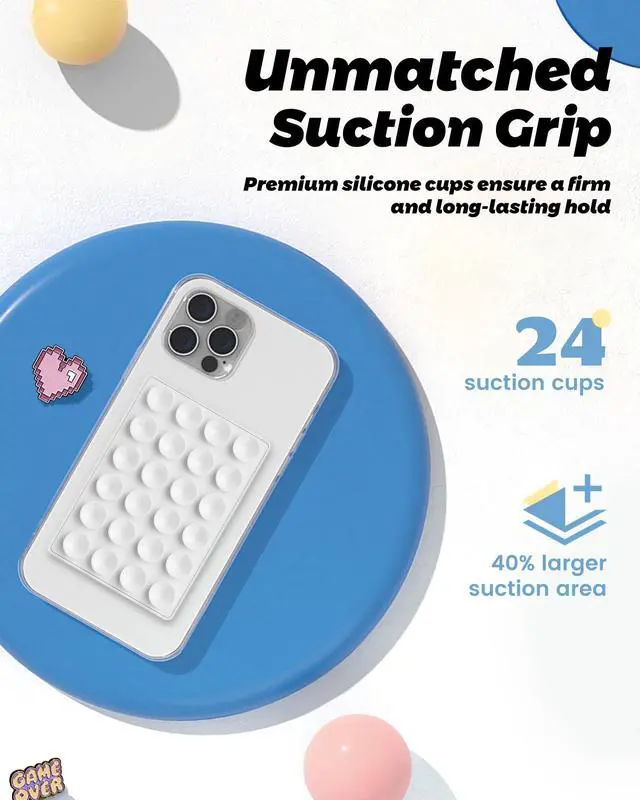 Alt view image 4 of 7 - Magnetic Suction Mirror Window Phone Holder, Sticky Grip Double Sided Mount for iPhone, Gym Bathroom Kitchen, Hands-Free for Makeup FaceTime Shower Viewing with MagSafe Accessories, Frost White