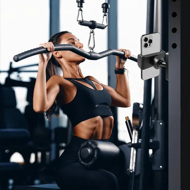 Alt view image 7 of 7 - Magnetic Phone Holder for Gym- 360° Adjustable Strong Magnet Phone Mount for Video Recording, Compatible with iPhone, Android, All Smartphones, Gym Accessories for Men& Women