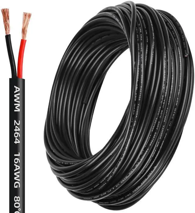 Main image of 16 Gauge Wire 2 Conductor,16 AWG Electrical Wire Stranded PVC Cord Oxygen-Free Copper Cable,26FT 2 Core Pure Copper Flexible Cable Wire for LED Lamp Lighting Strips Automotive (16AWG-2C, 26FT)