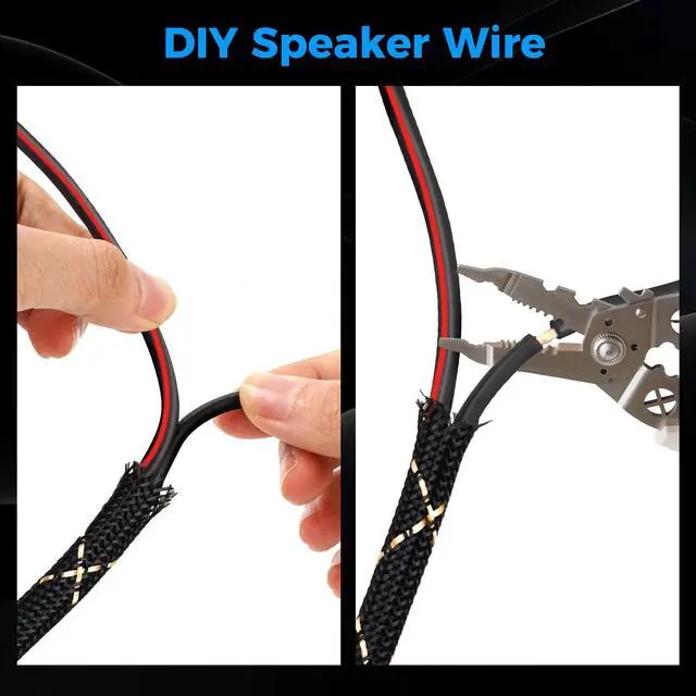 Alt view image 7 of 7 - 14/2 Speaker Wire 25 Feet, 14AWG Gauge Speaker Cable, Direct Burial, Durable Nylon Braided, in Wall, 2 Conductors, OFC Oxygen-Free Copper, for Car Audio Stereos, Home Theater, Surround Sound, Radio