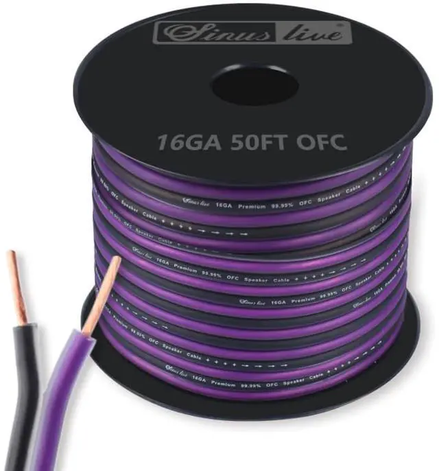 Main image of 16AWG OFC(Oxygen Free Copper) Speaker Wire Great use for Home Theater Speakers and Car Speakers, Purple and Black (50FT OFC)
