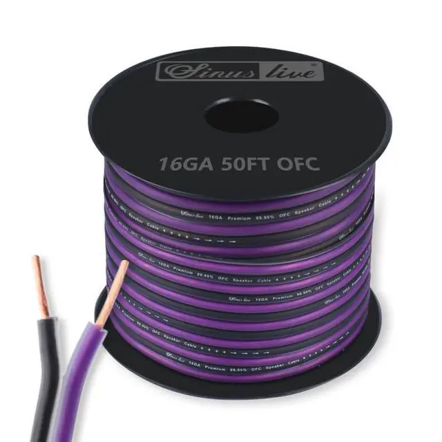 Alt view image 2 of 6 - 16AWG OFC(Oxygen Free Copper) Speaker Wire Great use for Home Theater Speakers and Car Speakers, Purple and Black (50FT OFC)