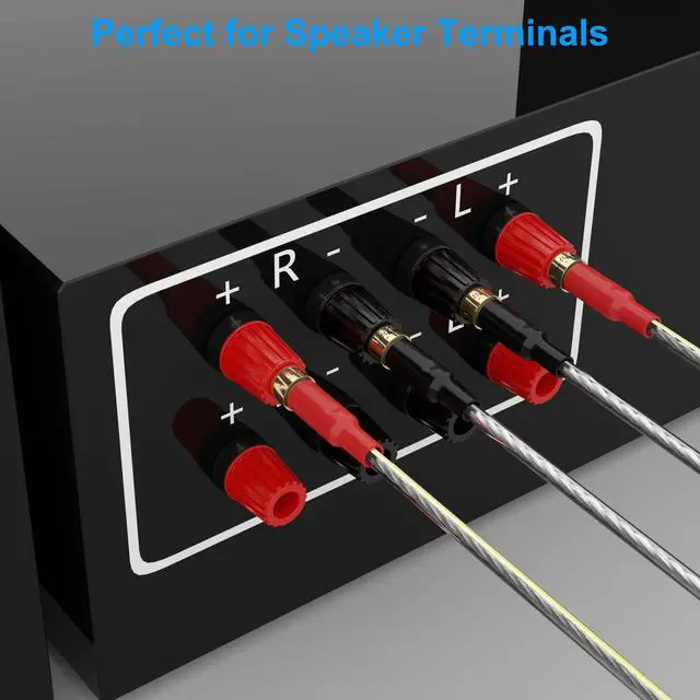 Alt view image 5 of 7 - 16/2 Speaker Flat Wire Cable with Banana Tip Plugs 35 FT, 16 Gauge AWG Wire, Tinned OFC Copper, Transparent Jacket with Yellow Polarity Marker, for Indoor & Outdoor, Hi-Fi Sound