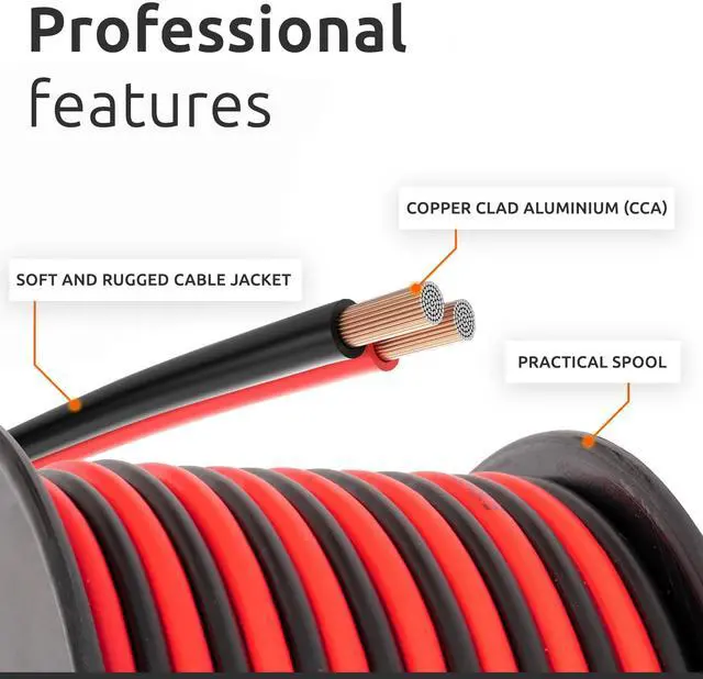 Alt view image 2 of 6 - 14 Gauge AWG Speaker Wire Cable 100ft red-Black for Car, Home, HiFi, RV or Home Theater CCA