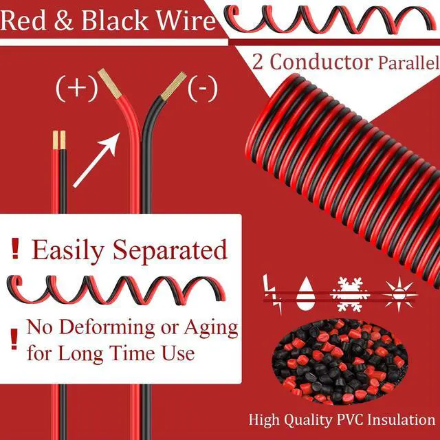 Alt view image 4 of 7 - 100FT 12 Gauge Wire, 2 Conductor Red & Black Electrical Cable, 12 AWG Ultra Flexible Low Voltage Automotive Wire for 12V LED Lighting, Car, Speaker, Marine, Lamp, Landscape