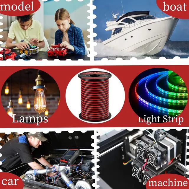 Alt view image 6 of 7 - 100FT 12 Gauge Wire, 2 Conductor Red & Black Electrical Cable, 12 AWG Ultra Flexible Low Voltage Automotive Wire for 12V LED Lighting, Car, Speaker, Marine, Lamp, Landscape